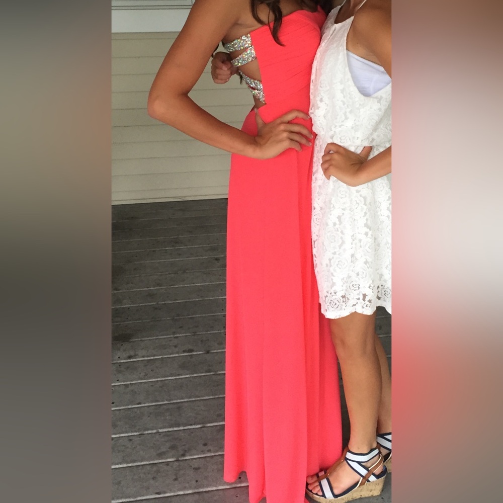 White Lace Dress and Coral Maxi Skirt